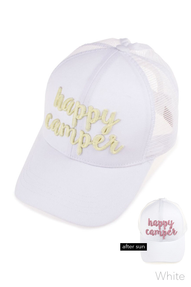 Women's Embroidered Slogan Ponytail Baseball Cap – White — baseball cap photo 4