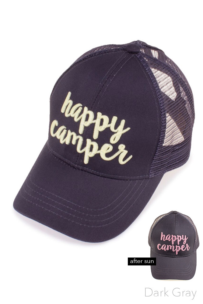 Women's Embroidered Slogan Ponytail Baseball Cap – White — baseball cap photo 5