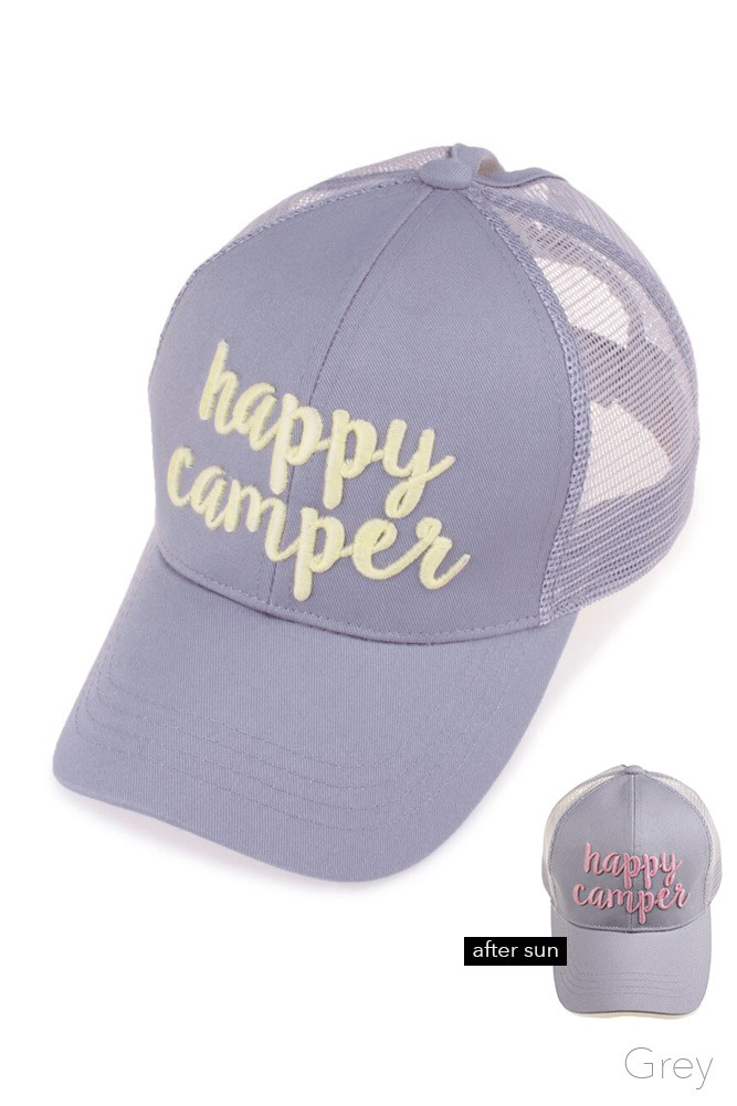 Women's Embroidered Slogan Ponytail Baseball Cap – White — baseball cap photo 6