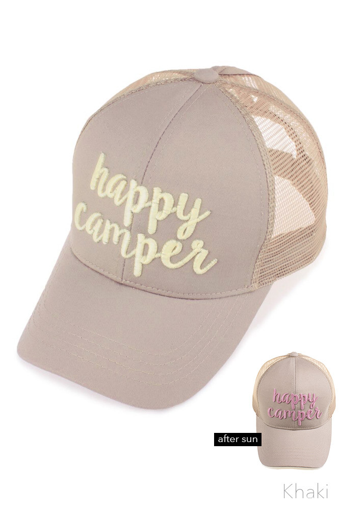 Women's Embroidered Slogan Ponytail Baseball Cap – White — baseball cap photo 7