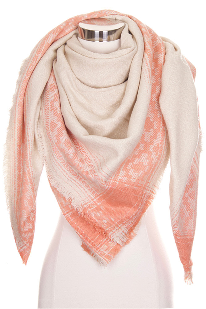Women's Ombre Square Blanket Scarf – Coral — scarf photo 4