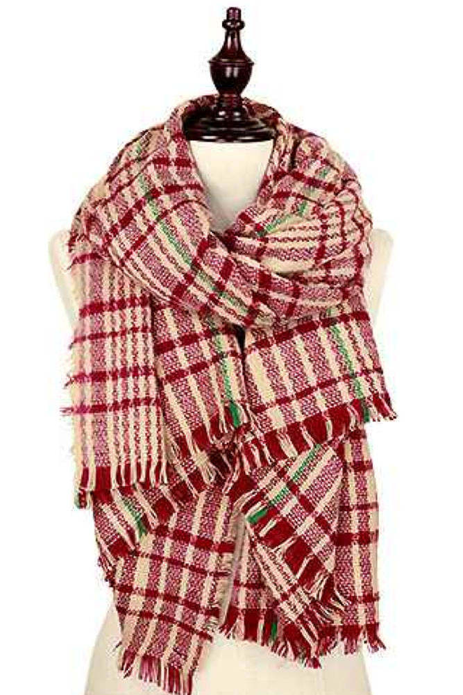 Women's Plaid Oblong Scarf – Style EASW8726 — scarf photo 3