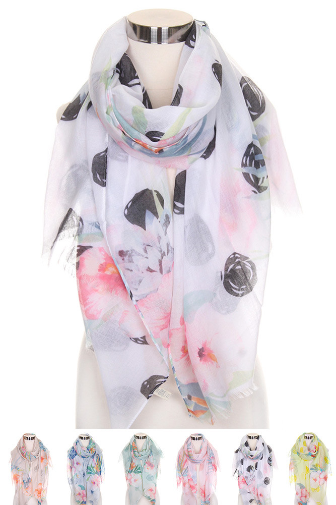 Women's Watercolor Print Oblong Scarf by BURACQ