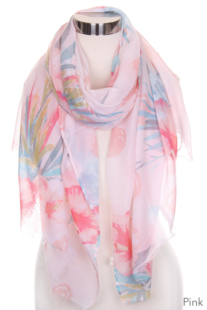 Women's Watercolor Print Oblong Scarf — scarf photo 4
