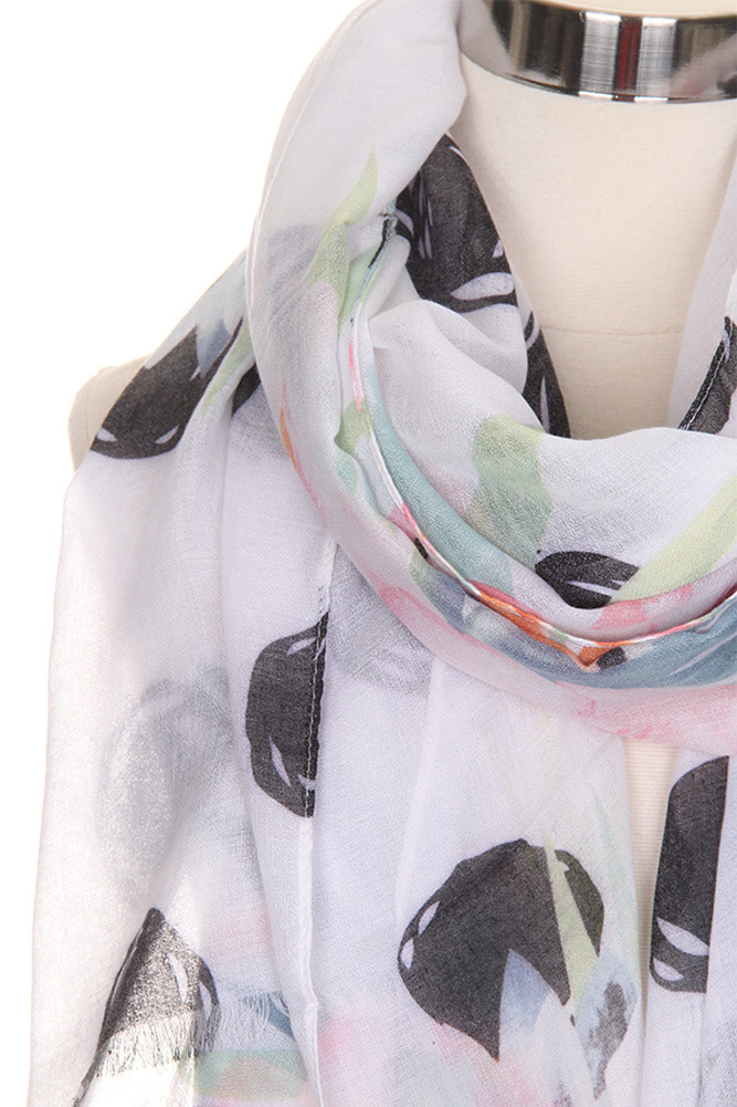 Women's Watercolor Print Oblong Scarf — scarf photo 6