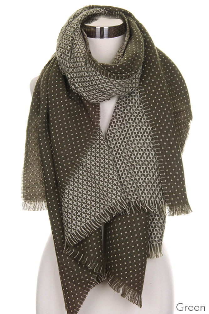 Women's Two-Tone Knit Oblong Scarf – Denim — scarf photo 2