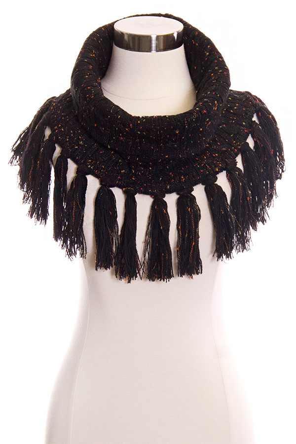 Women's Knit Fringe Infinity Scarf by BURACQ