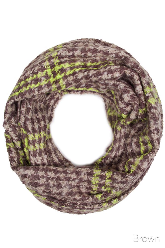 Women's Houndstooth Knit Infinity Scarf – Brown in Brown by BURACQ