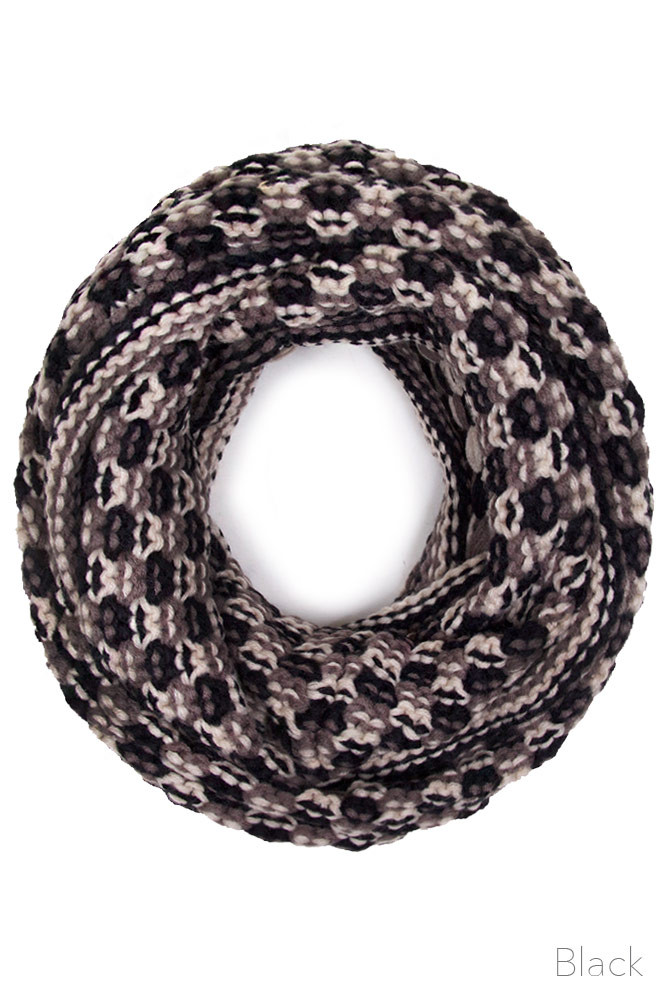 Women's Owl Pattern Knit Infinity Scarf — infinity scarf photo 3