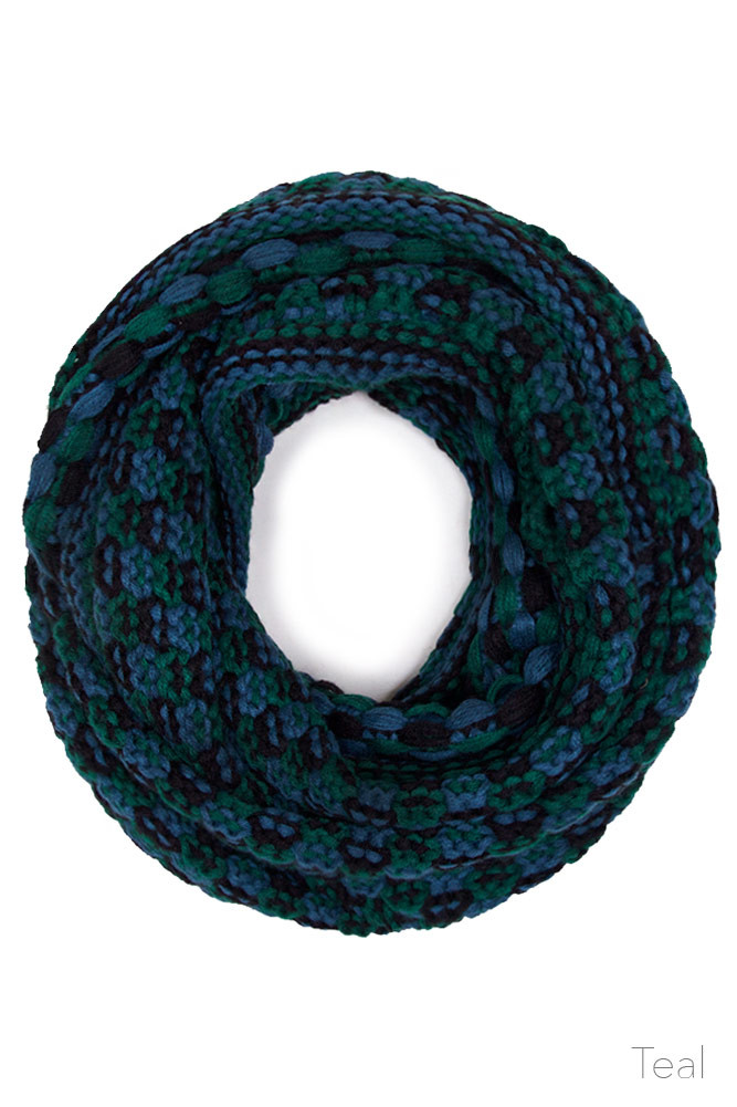 Women's Owl Pattern Knit Infinity Scarf — infinity scarf photo 4