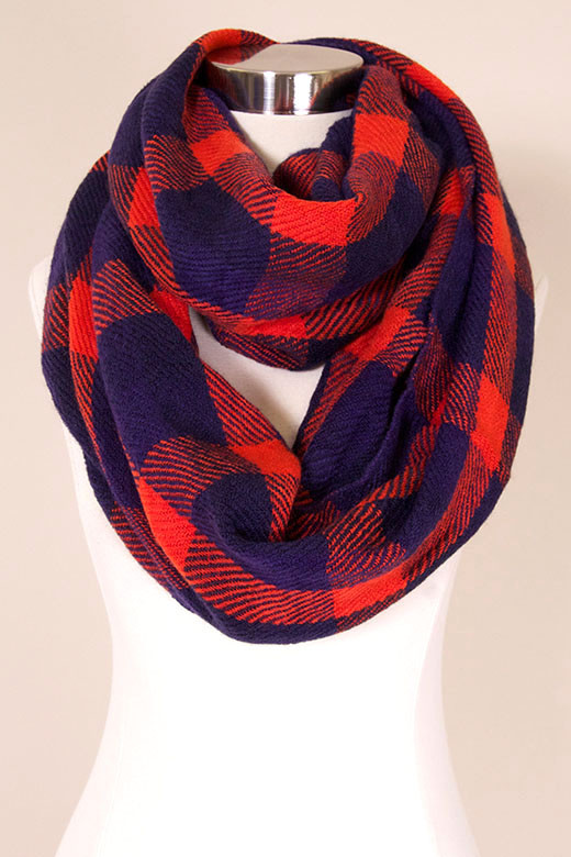 Women's Buffalo Plaid Infinity Scarf – Red — infinity scarf photo 2