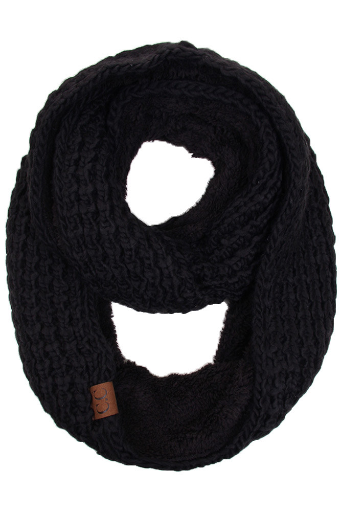 Women's Cable Knit Infinity Scarf with Sherpa Lining — infinity scarf photo 5