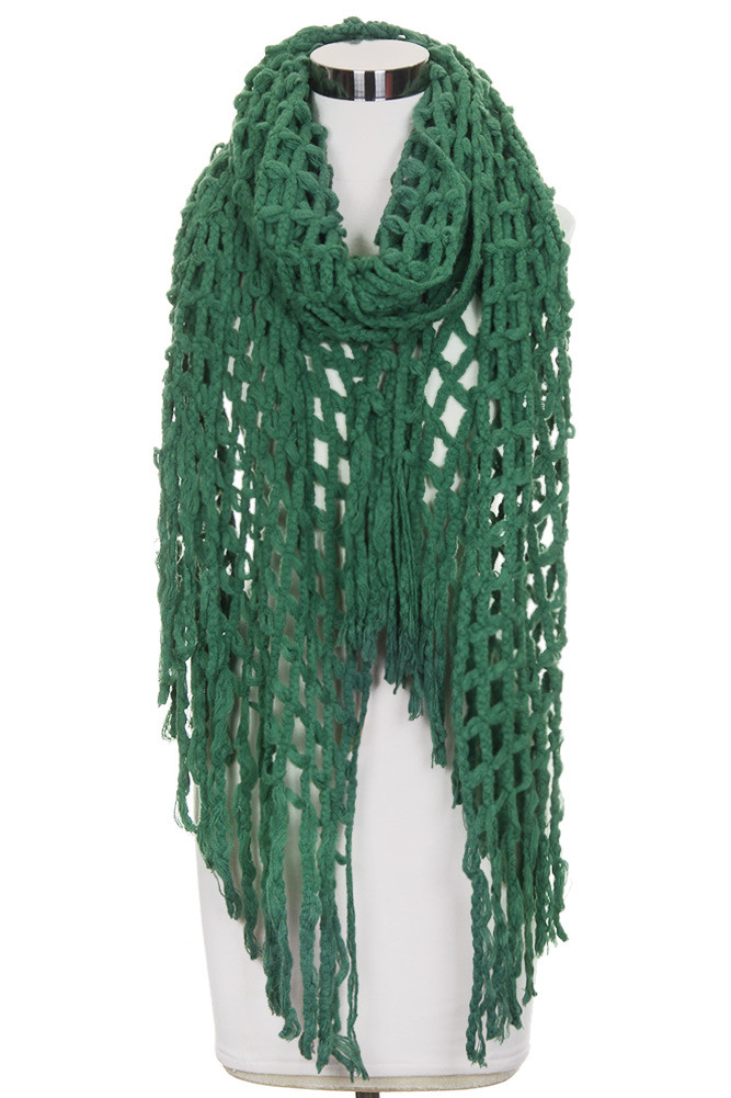 Women's Open Knit Fringe Oblong Scarf – Style LOF3061 — scarf photo 2
