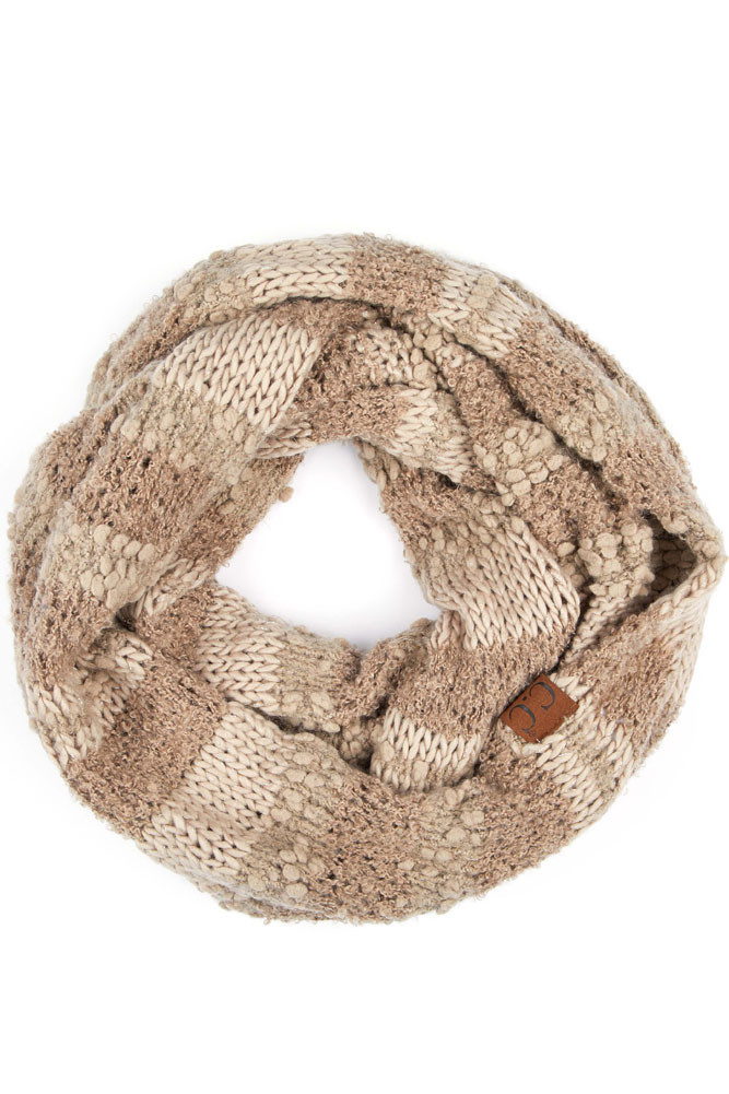 Women's Checkered Knit Infinity Scarf – Burgundy — infinity scarf photo 5