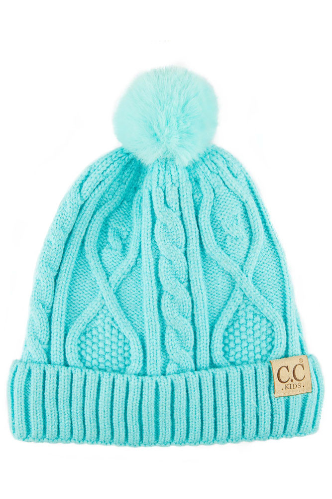 Kids Ribbed Knit Pom Pom Beanie — beanie photo 7