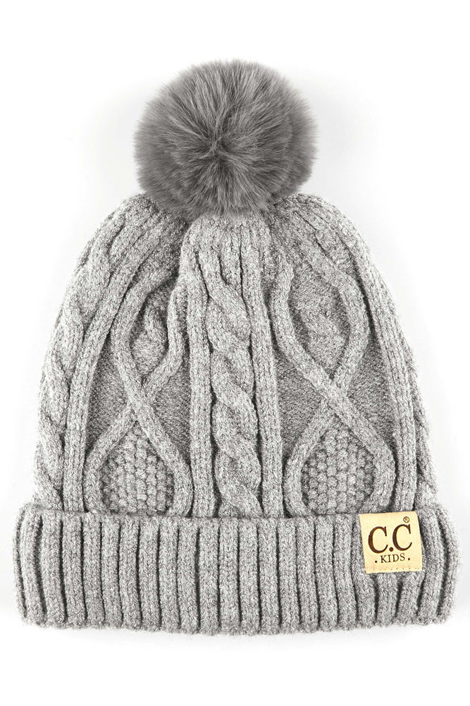 Kids Ribbed Knit Pom Pom Beanie — beanie photo 8