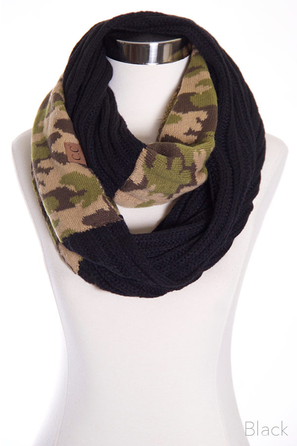 Women's Camo Print Knit Infinity Scarf — infinity scarf photo 8