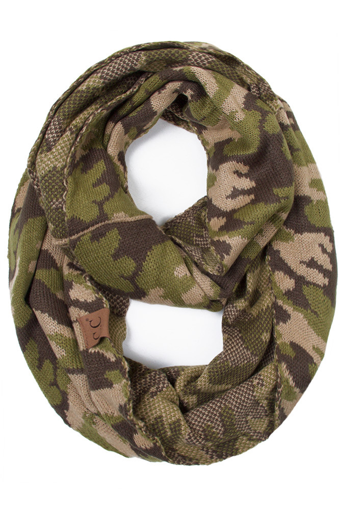 Women's Camo Print Knit Infinity Scarf — infinity scarf photo 2