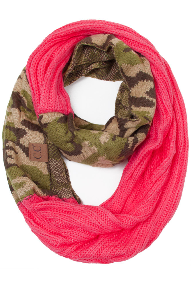 Women's Camo Print Knit Infinity Scarf — infinity scarf photo 3