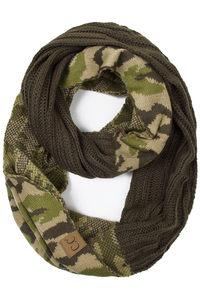 Women's Camo Print Knit Infinity Scarf — infinity scarf photo 4