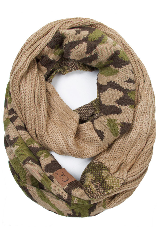 Women's Camo Print Knit Infinity Scarf — infinity scarf photo 7