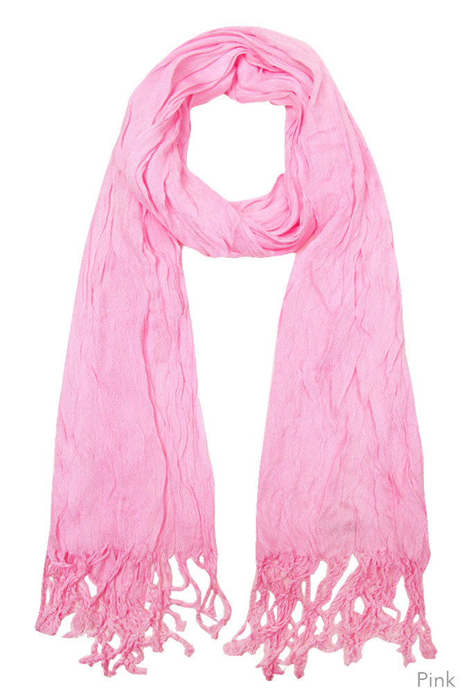 Women's Solid Crinkle Fringe Scarf — scarf photo 7