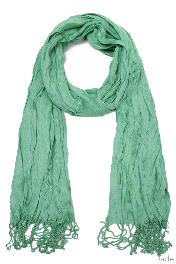 Women's Solid Crinkle Fringe Scarf — scarf photo 8