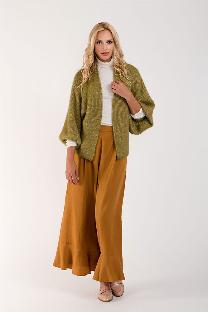 Women's Fuzzy Poncho – Olive — poncho photo 4