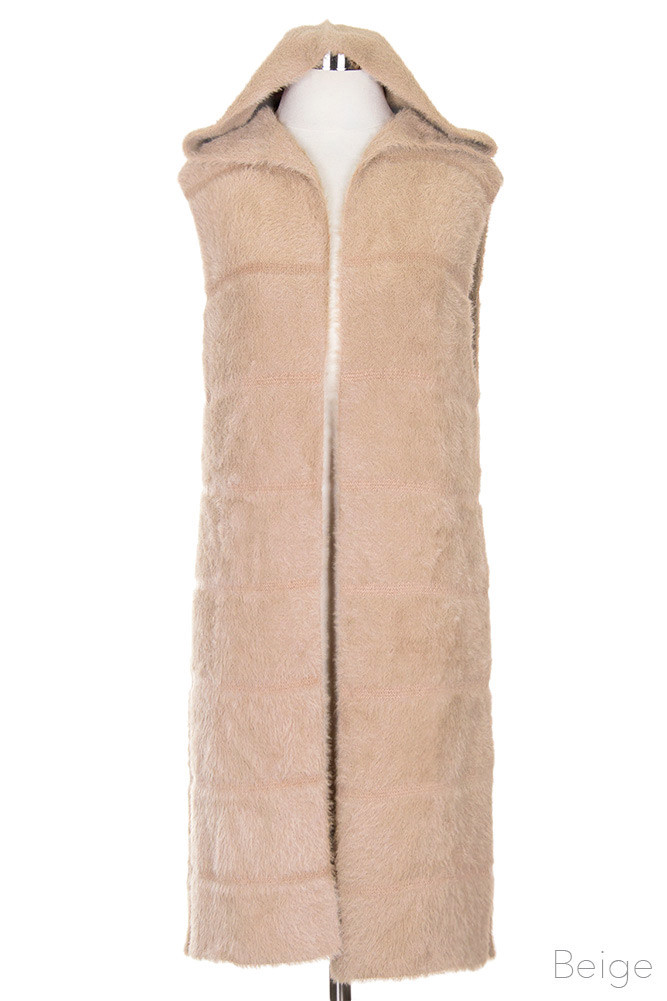 Women's Hooded Sherpa Long Vest by BURACQ