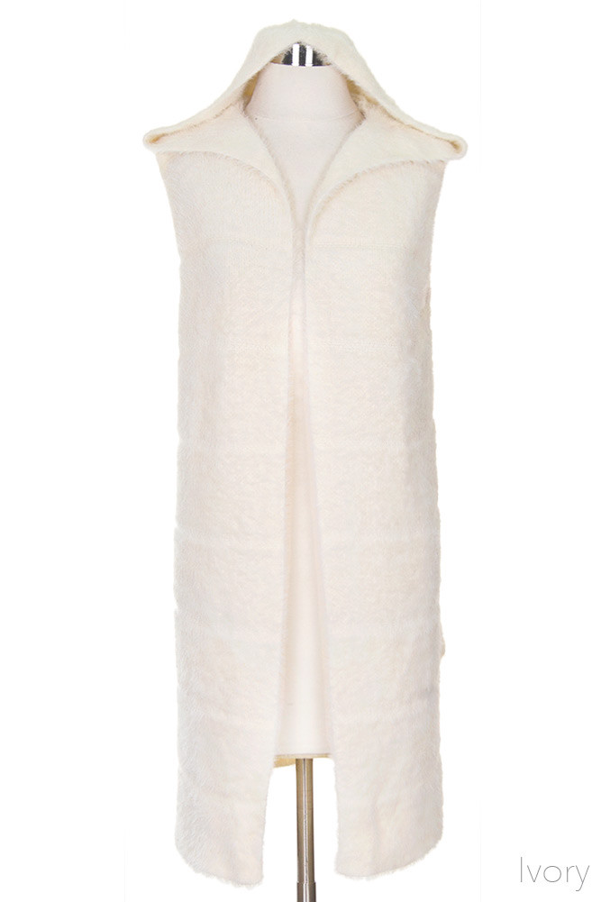 Women's Hooded Sherpa Long Vest — vest photo 2