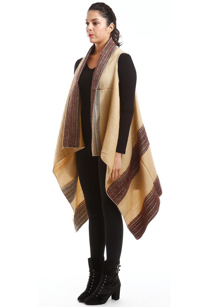 Women's Two-Tone Knit Long Vest – Style LOF778 — vest photo 5