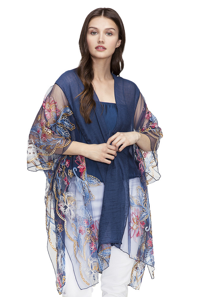 Women's Floral Border Print Kimono — kimono photo 6