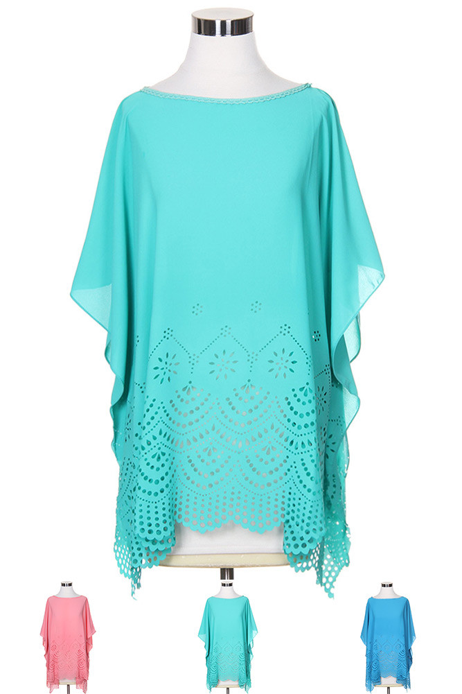 Women's Lace Hem Sheer Poncho Top — poncho photo 2