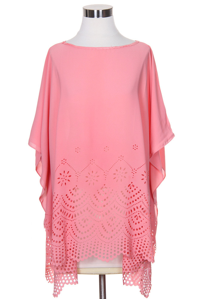 Women's Lace Hem Sheer Poncho Top — poncho photo 4