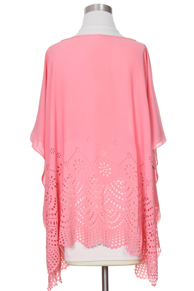 Women's Lace Hem Sheer Poncho Top — poncho photo 7