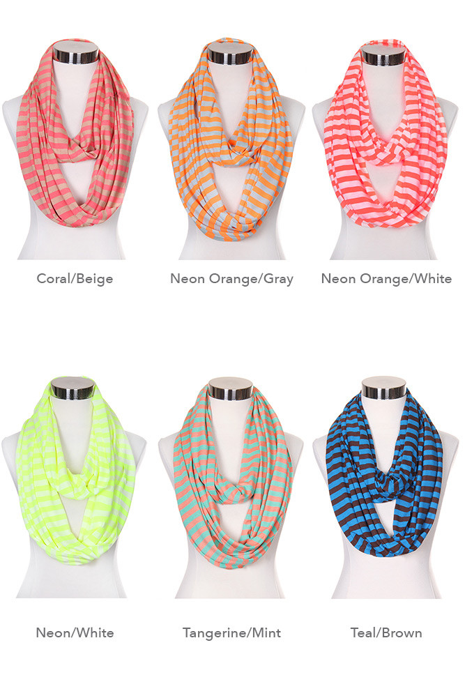 Women's Stripe Infinity Scarf – Style PCW6004 — infinity scarf photo 2
