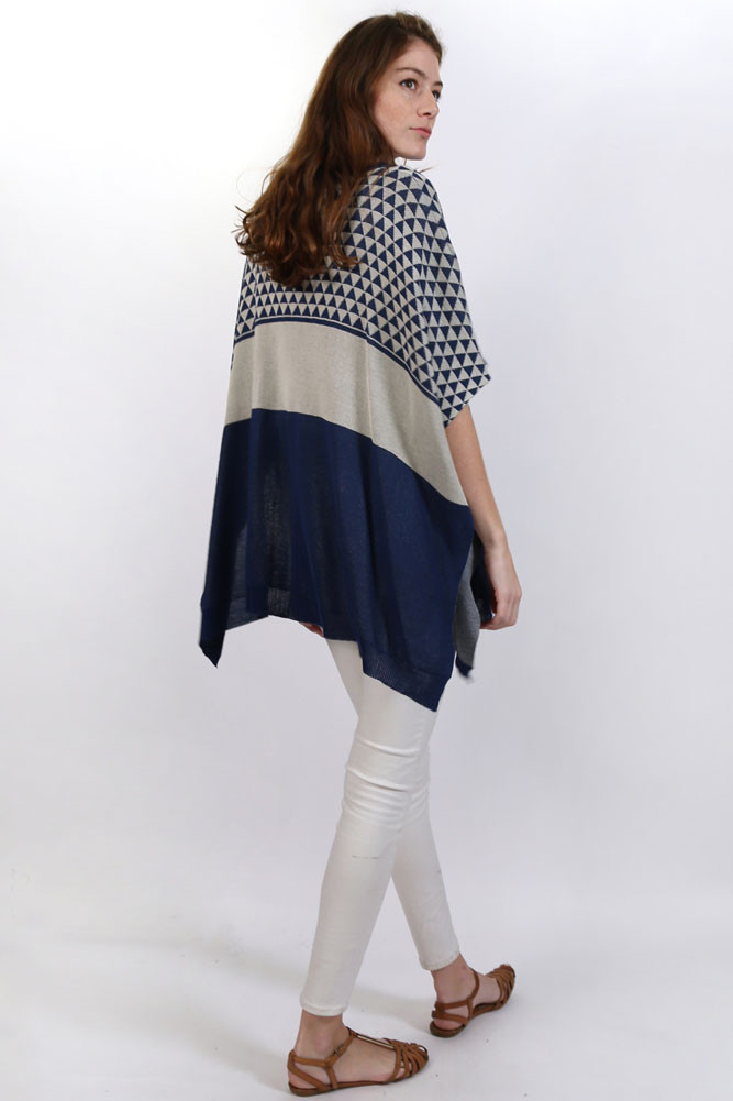 Women's Color Block Pattern Poncho Top — poncho photo 2