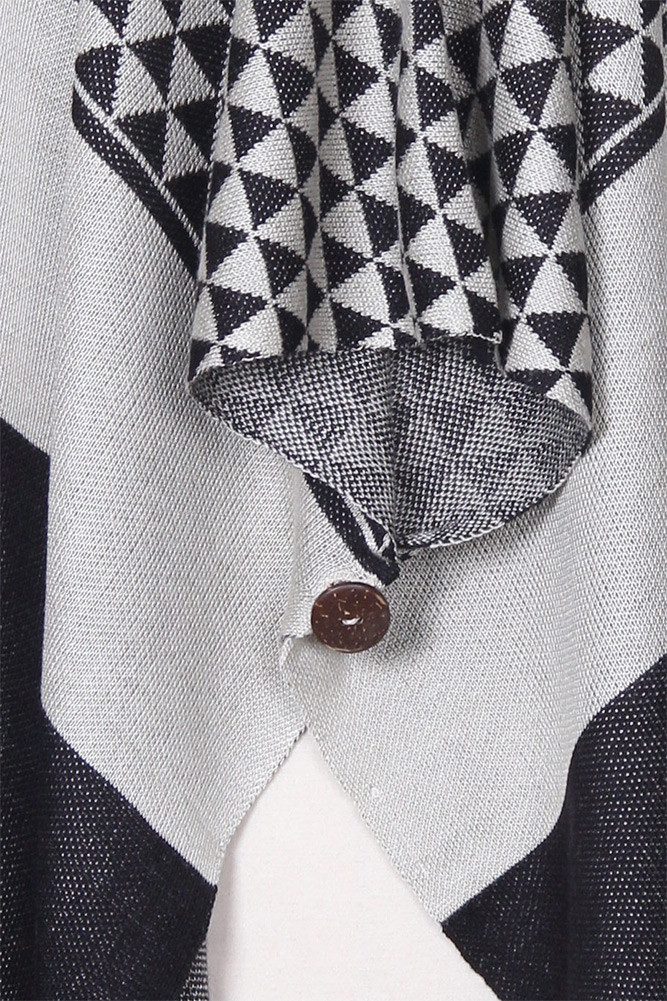 Women's Color Block Pattern Poncho Top in Black