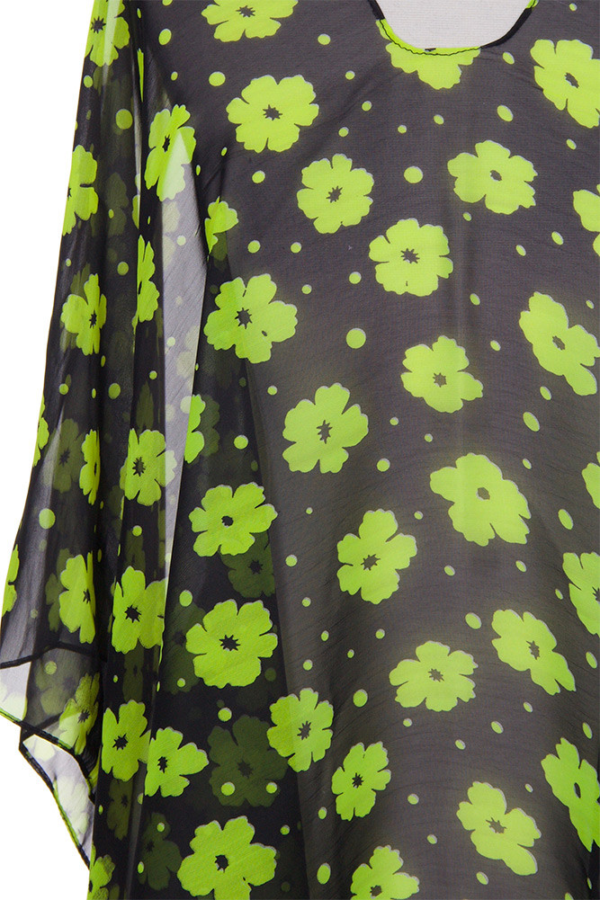 Women's Print Sheer Poncho Top – Black in Black