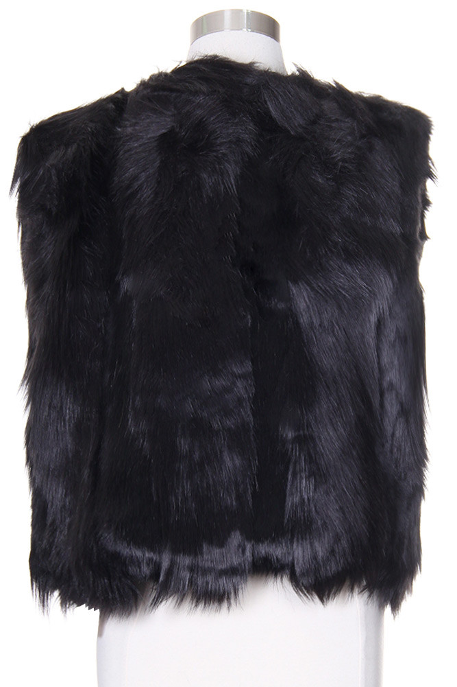 Women's Faux Fur Vest – Style FSV20023 in Black