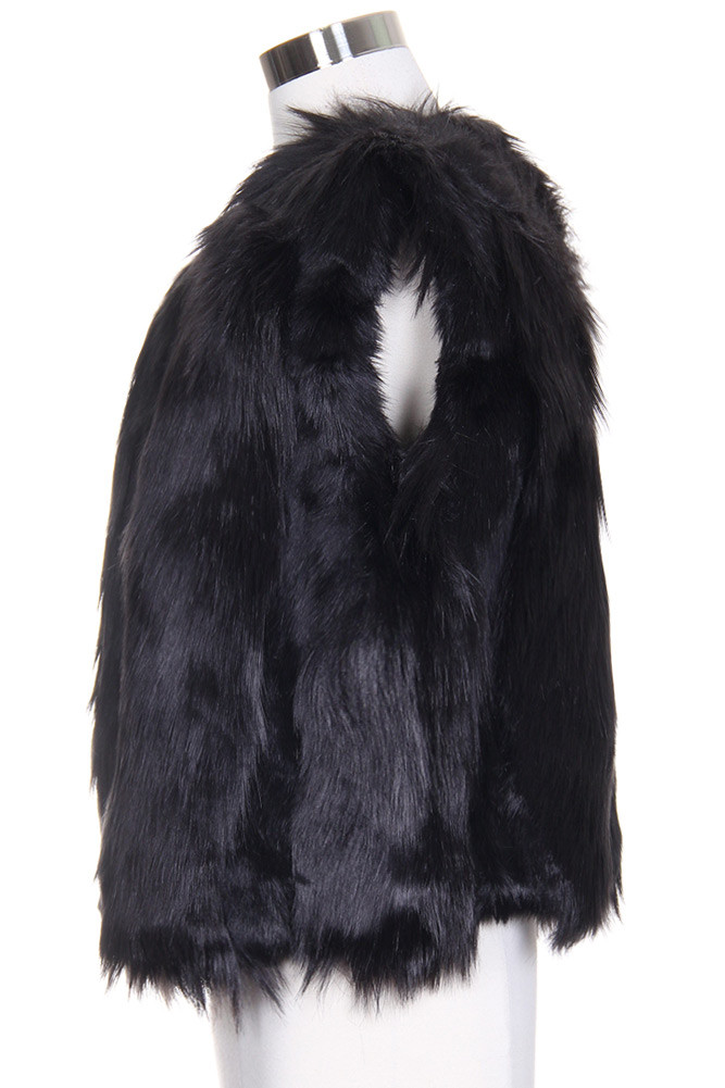 Women's Faux Fur Vest – Style FSV20023 in Black