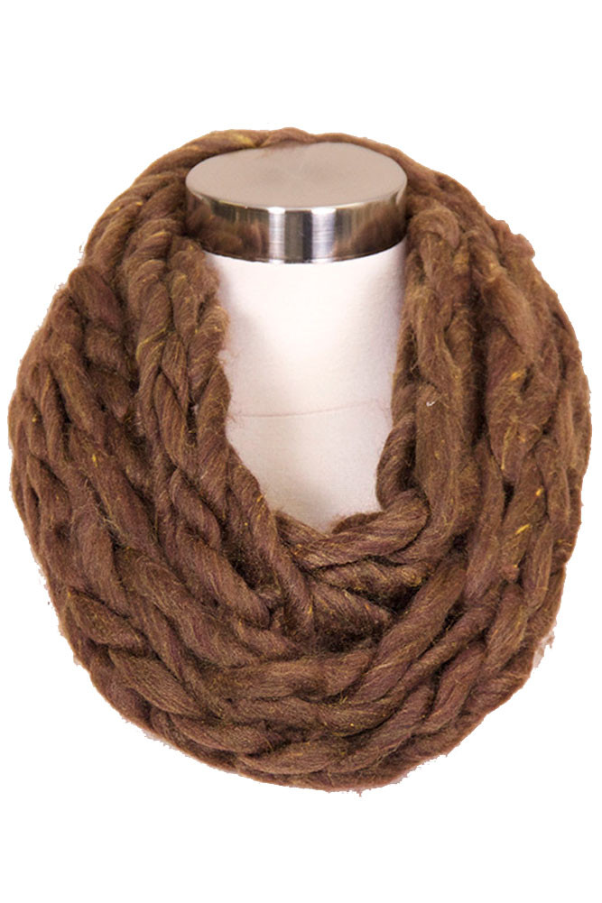 Women's Crinkle Infinity Scarf – Brown — infinity scarf photo 2