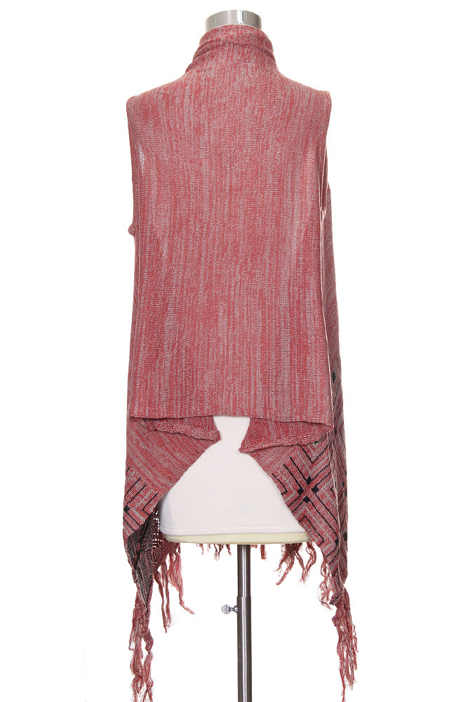 Women's Space Dye Knit Fringe Wrap – Style LOF322 in Coral