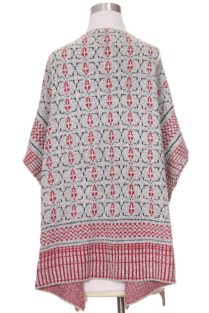 Women's Geometric Print Kimono – Style LOF330 in Burgundy