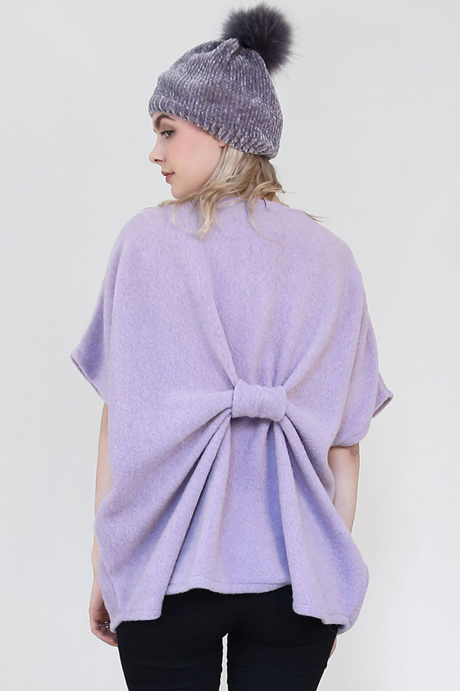 Women's Knit Poncho Wrap with Front Tie by BURACQ