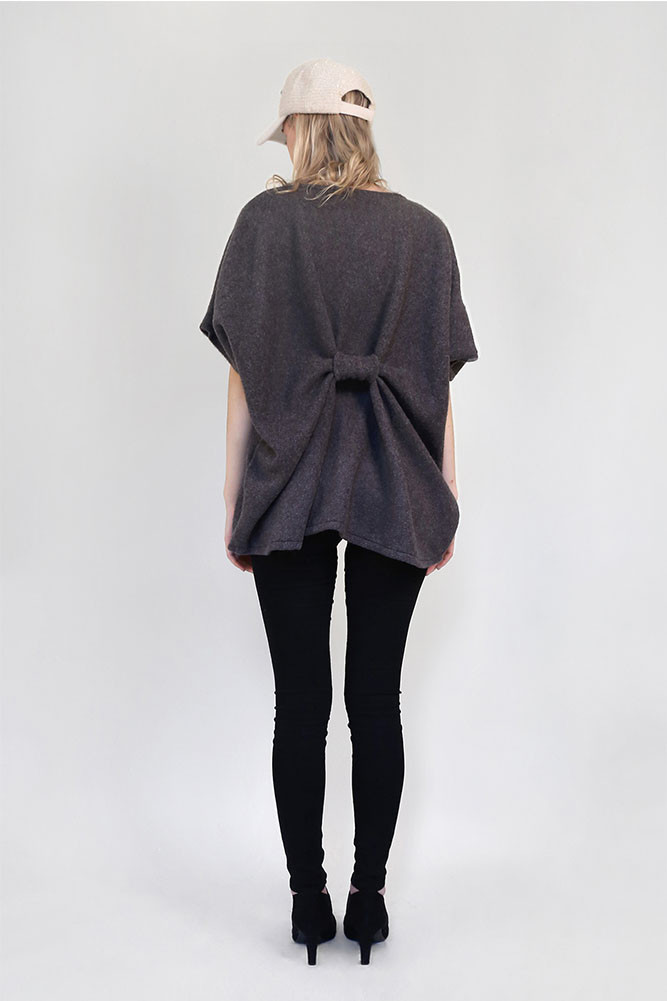 Women's Knit Poncho Wrap with Front Tie — poncho photo 3