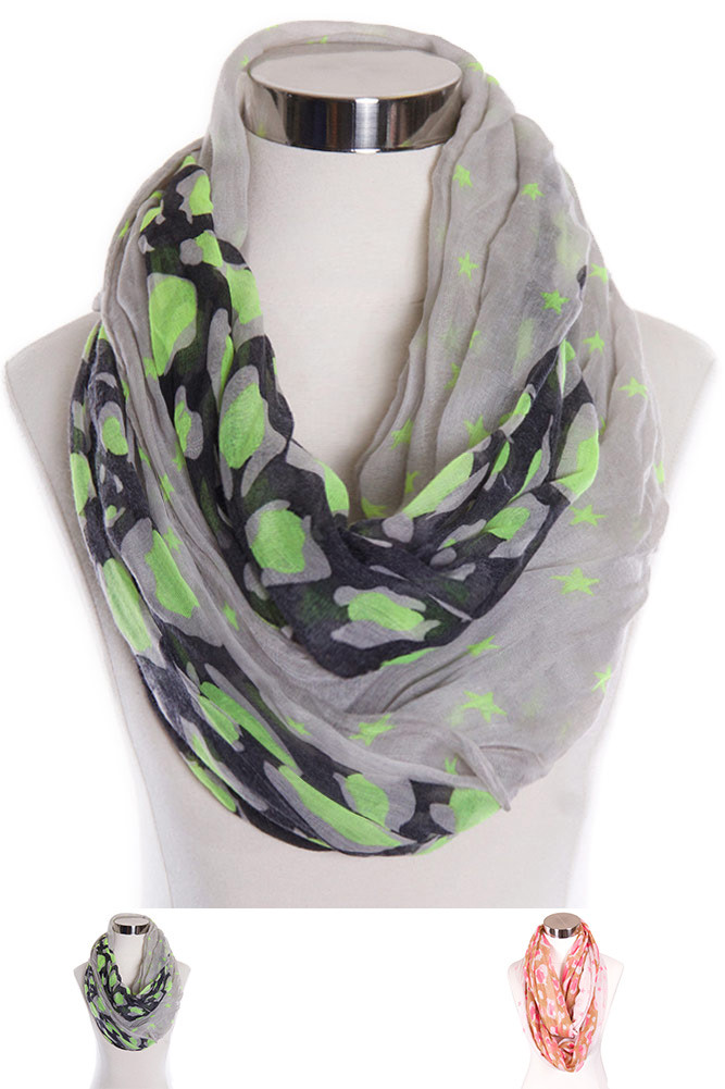 Women's Leaf Print Infinity Scarf – Black in Black by BURACQ