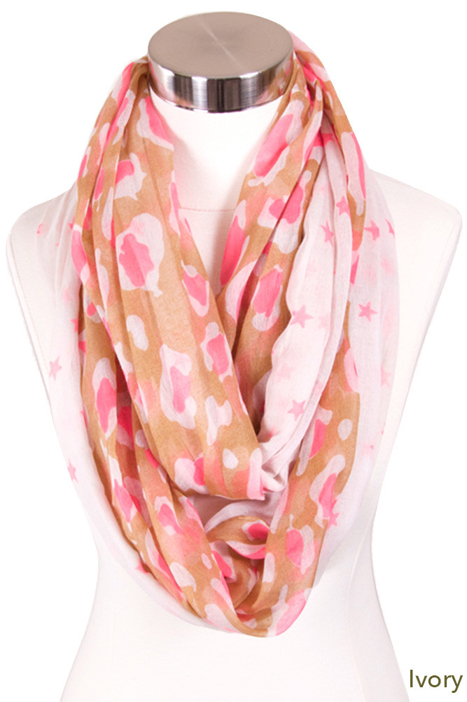 Women's Leaf Print Infinity Scarf – Black — infinity scarf photo 2