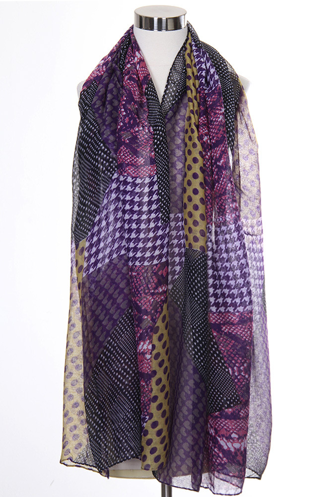 Women's Two-Tone Polka Dot Oblong Scarf – Purple in Purple