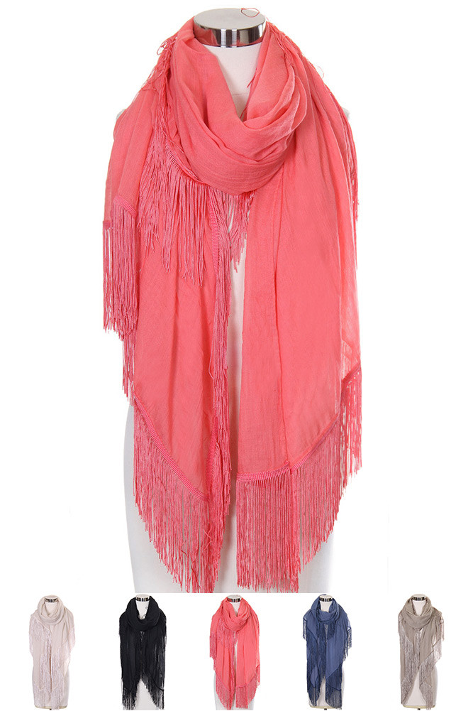 Women's Lightweight Solid Oblong Scarf – Coral in Coral by BURACQ